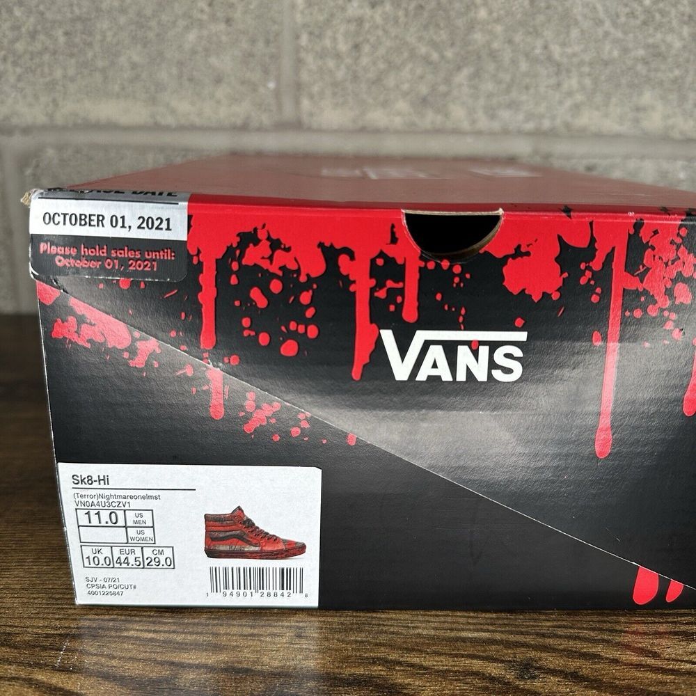 Vans X A Nightmare on Elm Street Freddy Krueger Bloody Shoes Men's 11 - Picture 11 of 11